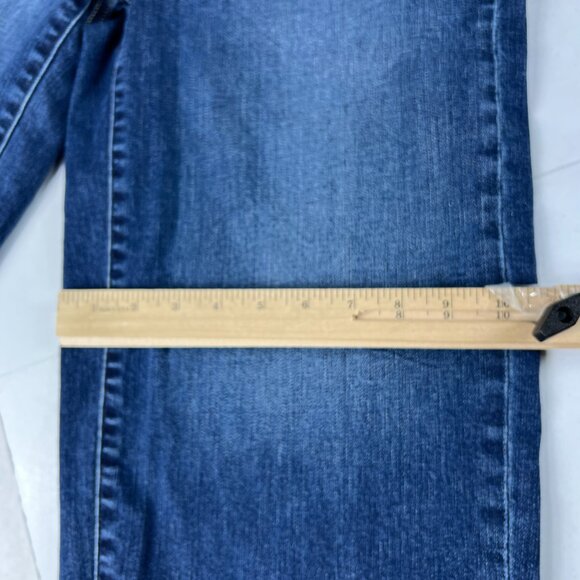 Uniqlo Jeans Womens Measured 27x21 High Rise Wide Leg Cropped Blue Denim Tag 25 - Picture 12 of 16